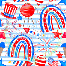 Load image into Gallery viewer, Patriotic rainbows seamless pattern
