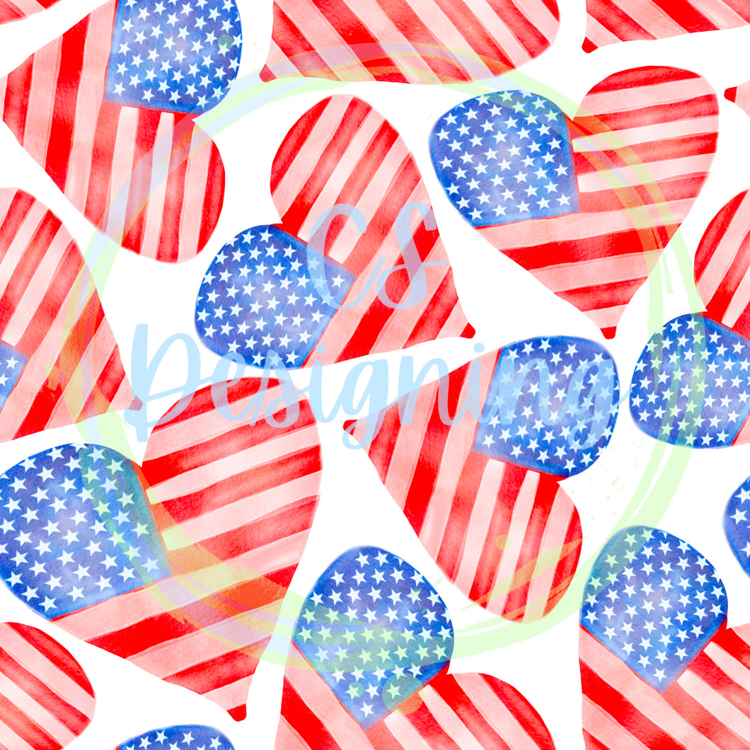 Flag hearts seamless pattern