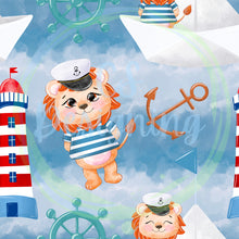 Load image into Gallery viewer, Sailor lion seamless pattern
