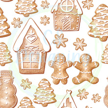 Load image into Gallery viewer, Gingerbread life seamless pattern
