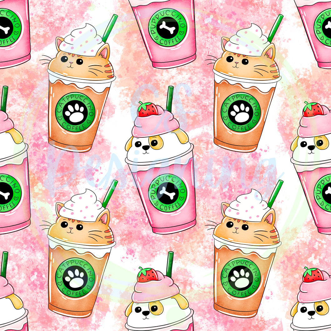 Animal coffees seamless pattern