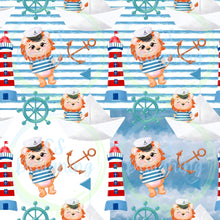 Load image into Gallery viewer, Sailor lion seamless pattern
