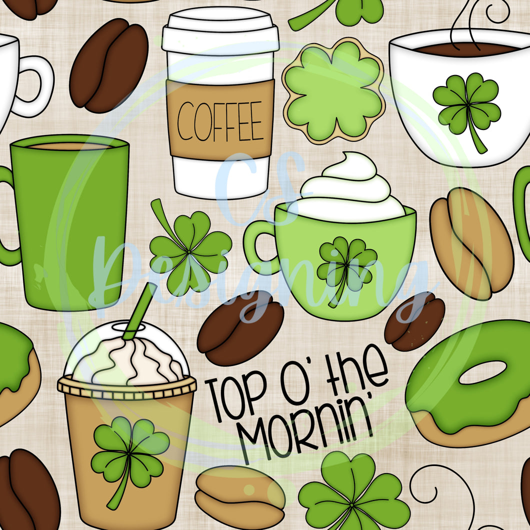 St Patrick’s day coffee seamless pattern