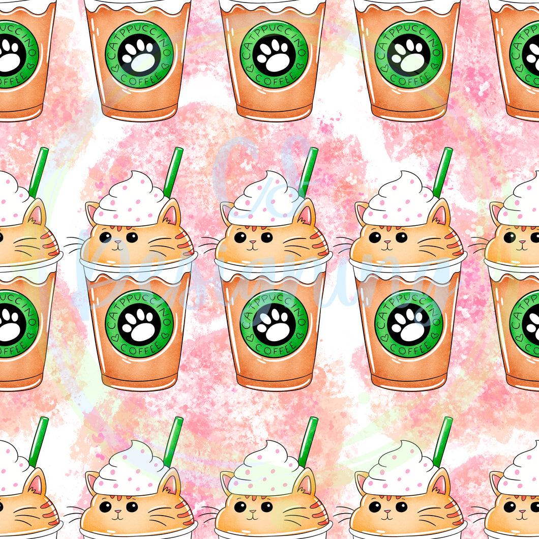 Cat coffee seamless pattern