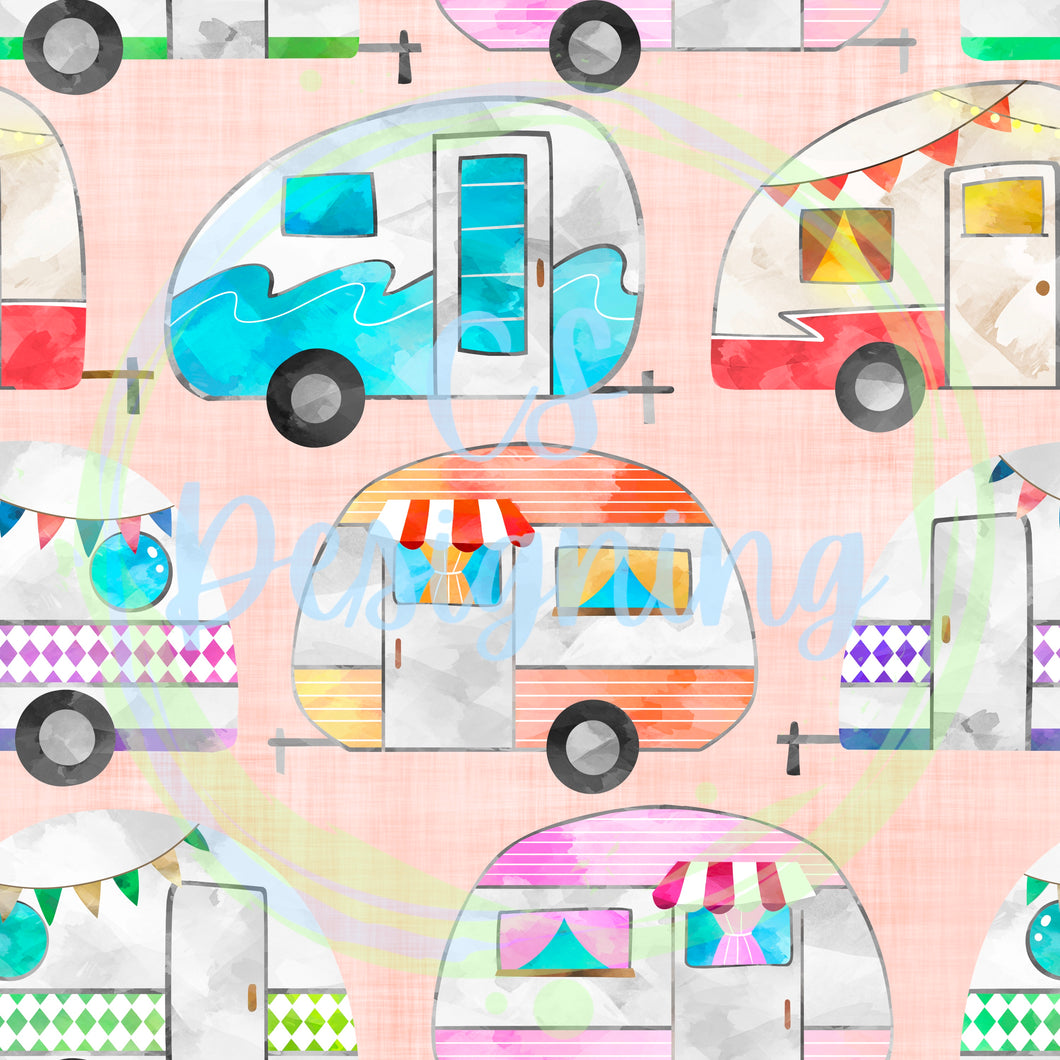 Camper seamless pattern