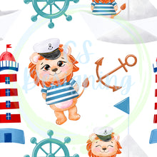 Load image into Gallery viewer, Sailor lion seamless pattern
