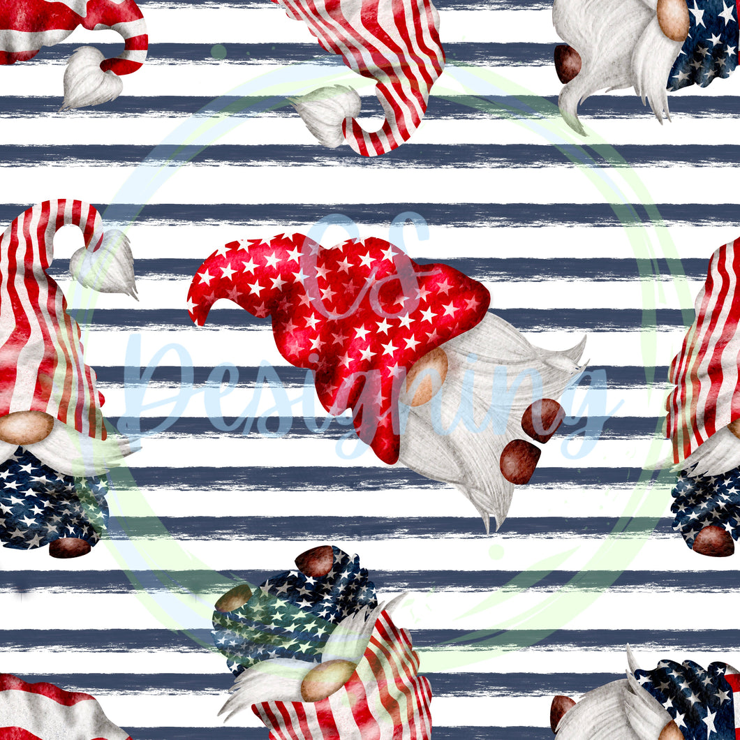 Patriotic gnomes seamless pattern