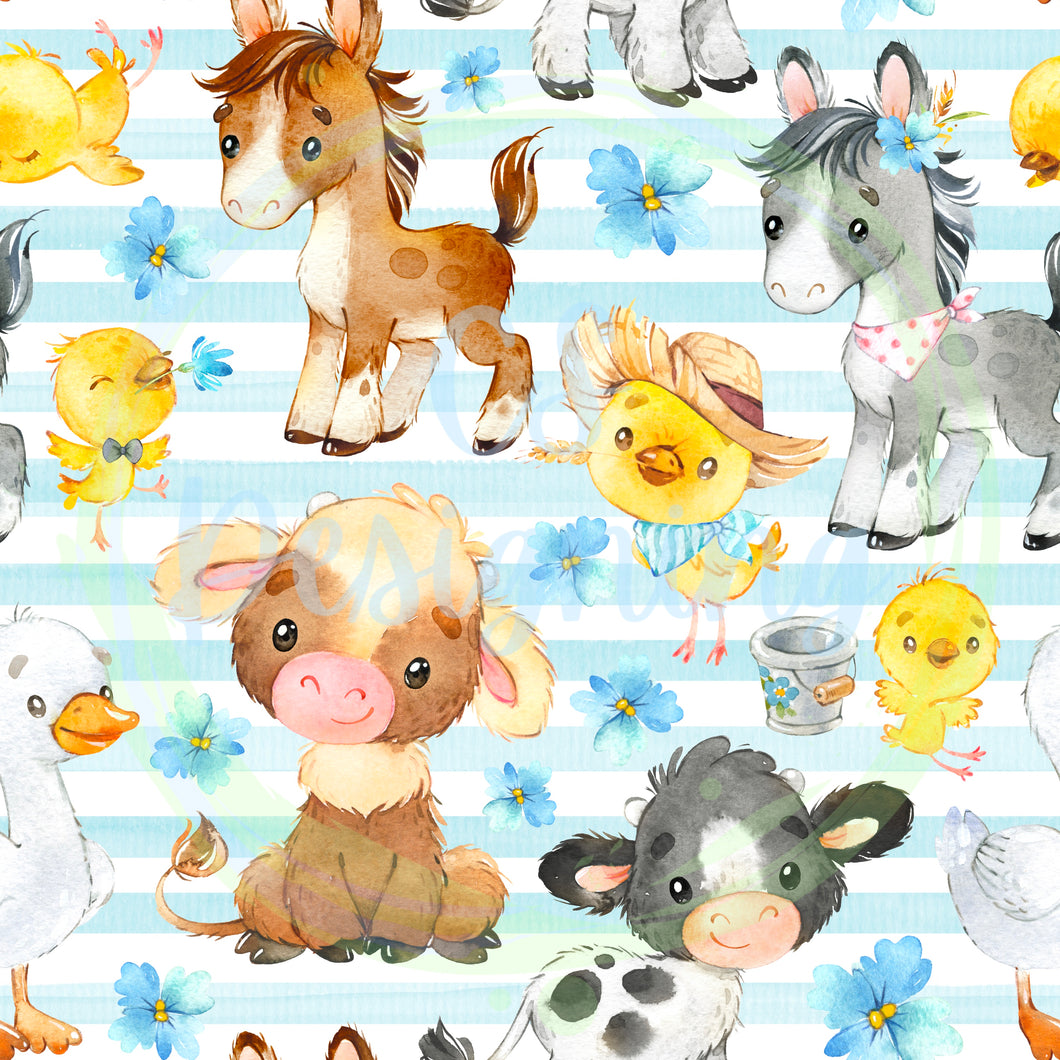 Farm animals seamless pattern