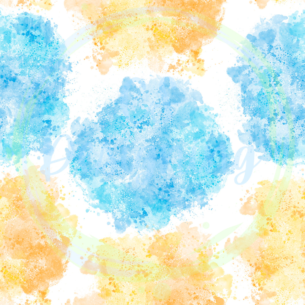 Blue and yellow splatter seamless pattern