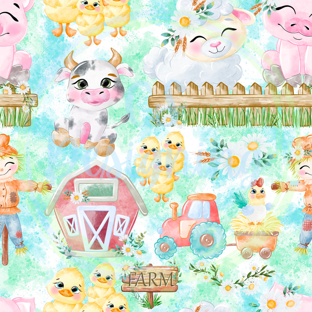 Farm animals seamless pattern