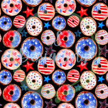 Load image into Gallery viewer, Patriotic donuts seamless pattern
