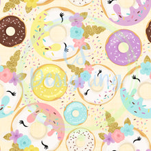 Load image into Gallery viewer, Unicorn donuts seamless pattern
