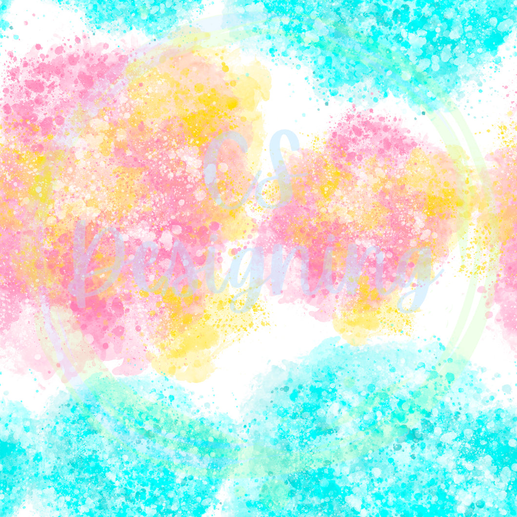 Blue pink/yellow splatter seamless pattern