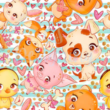 Load image into Gallery viewer, Valentine animals seamless pattern
