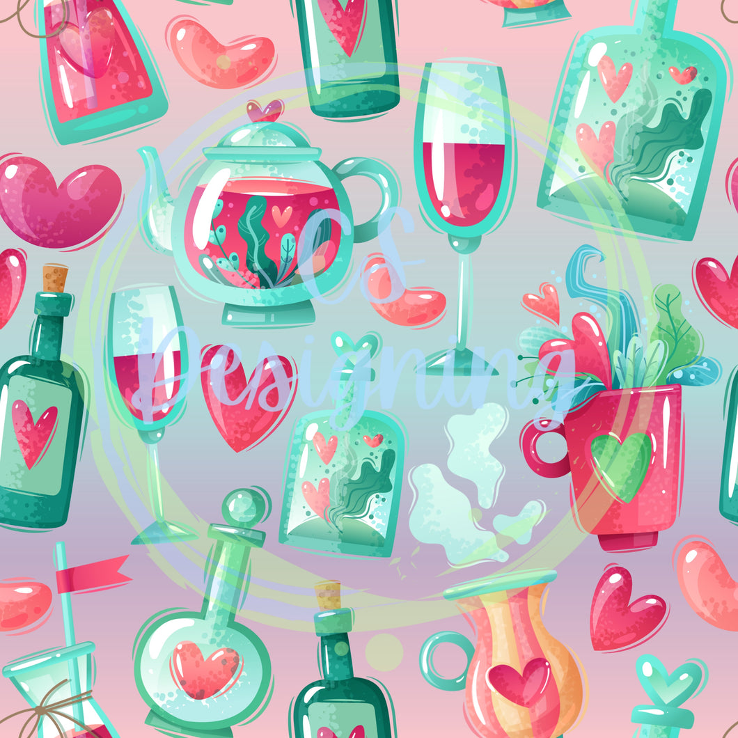 Valentines potion seamless pattern