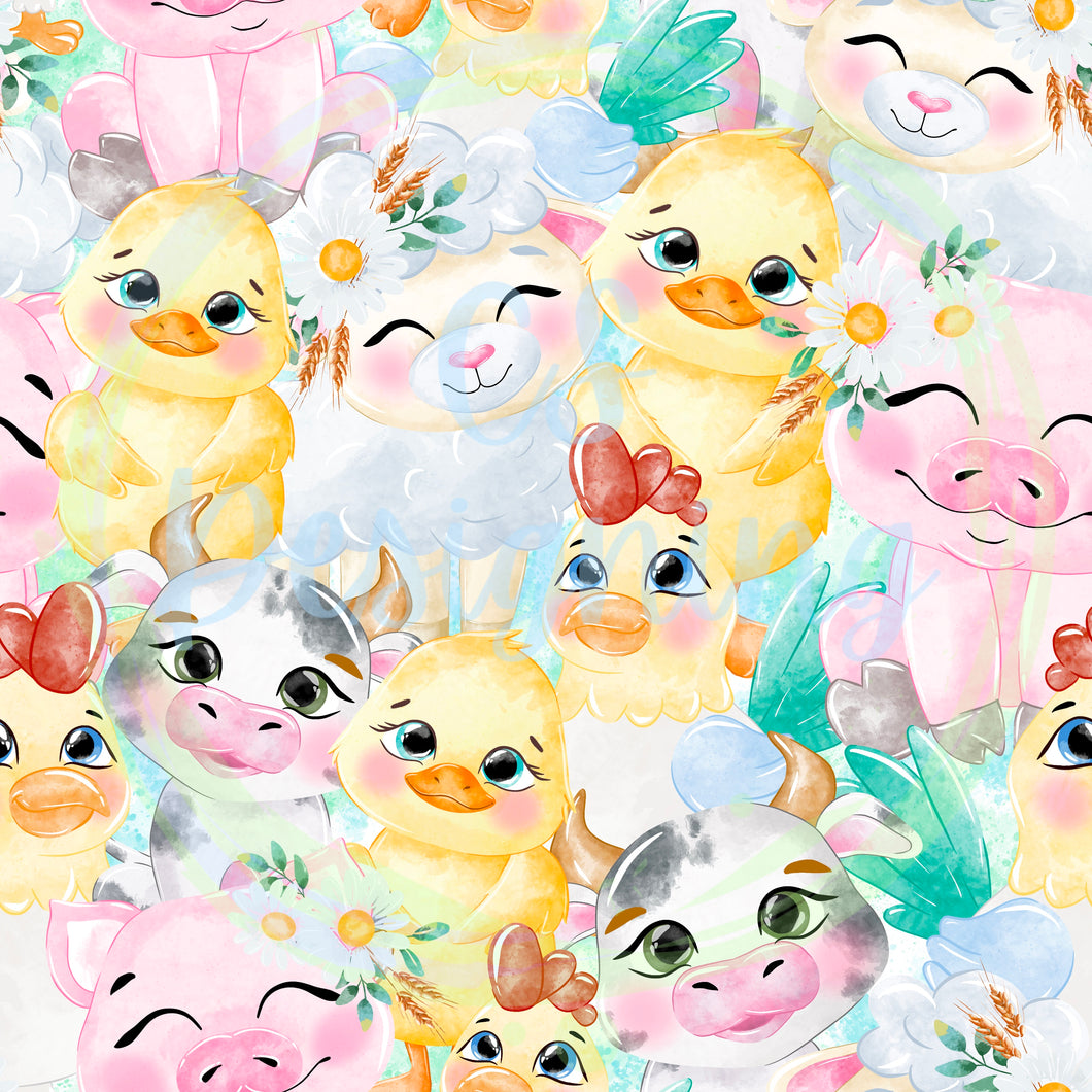 Stacked Farm animals seamless pattern