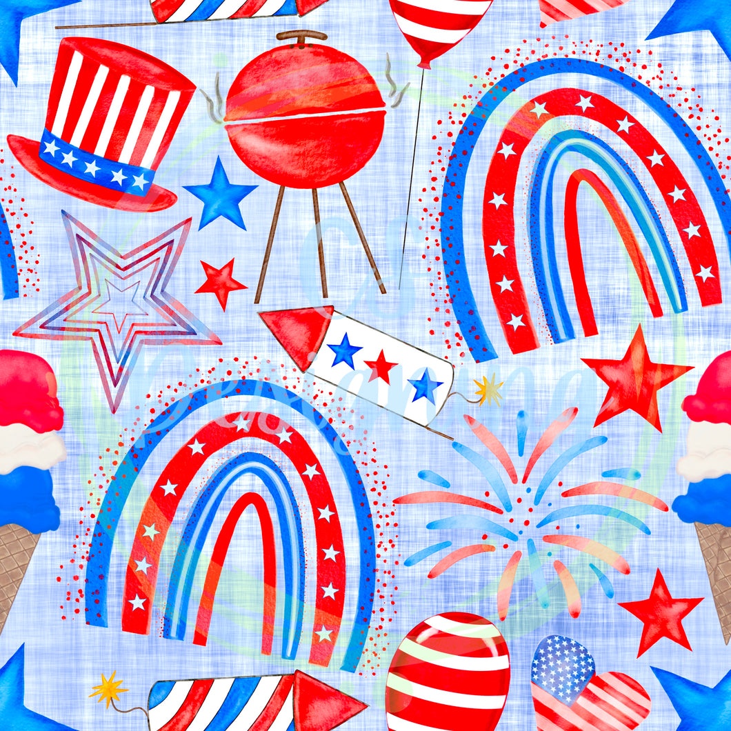 Patriotic rainbows seamless pattern