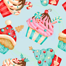 Load image into Gallery viewer, Christmas cupcakes seamless pattern
