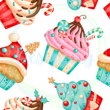 Load image into Gallery viewer, Christmas cupcakes seamless pattern
