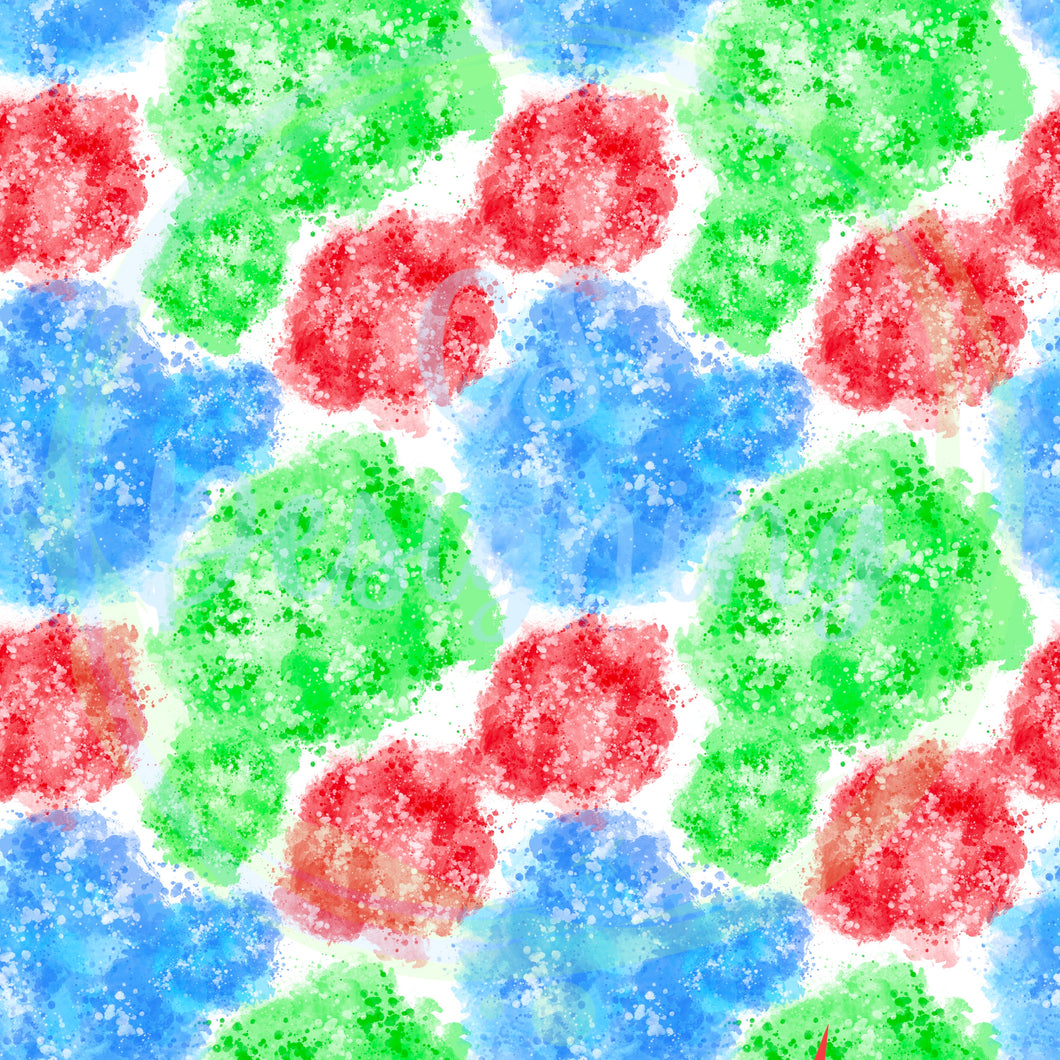 Blue/green/red splatter seamless pattern