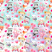 Load image into Gallery viewer, Valentines animals seamless pattern
