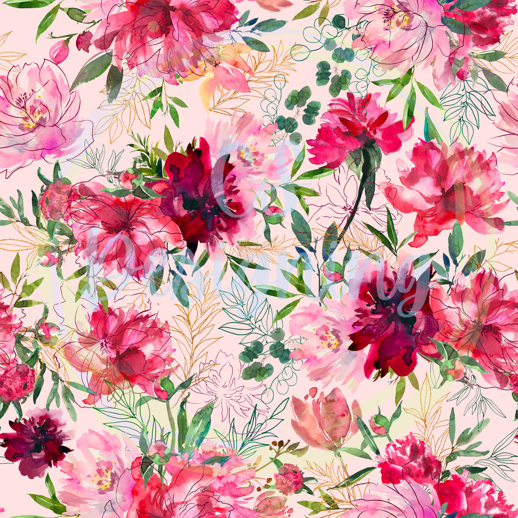 Fuschia floral seamless pattern