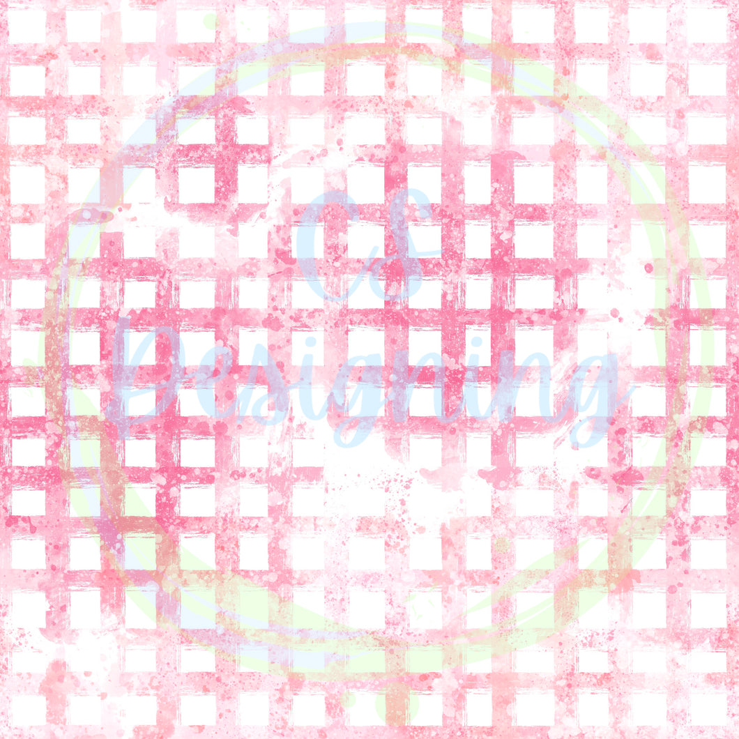 Pink splatter gingham seamless pattern