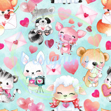 Load image into Gallery viewer, Valentines animals seamless pattern
