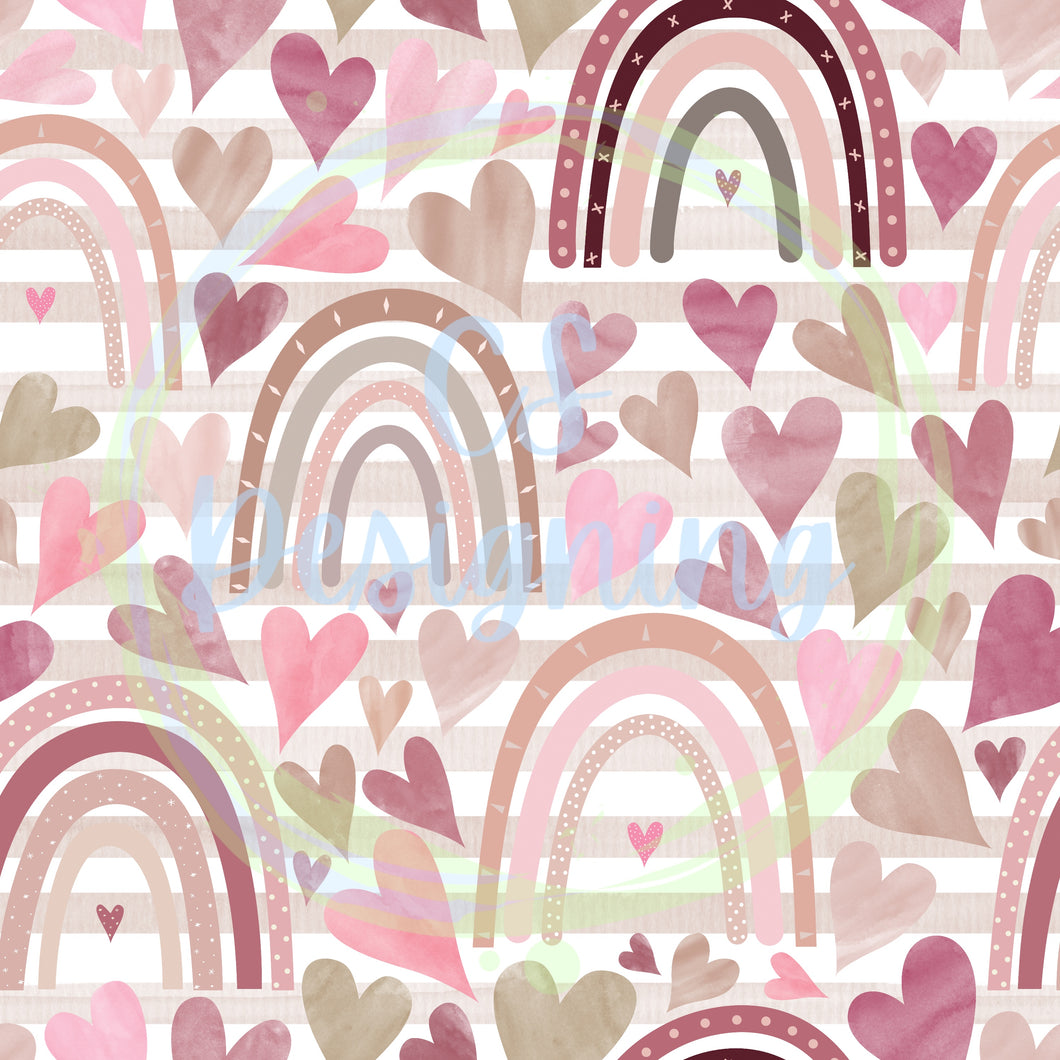 Rainbows & hearts seamless pattern