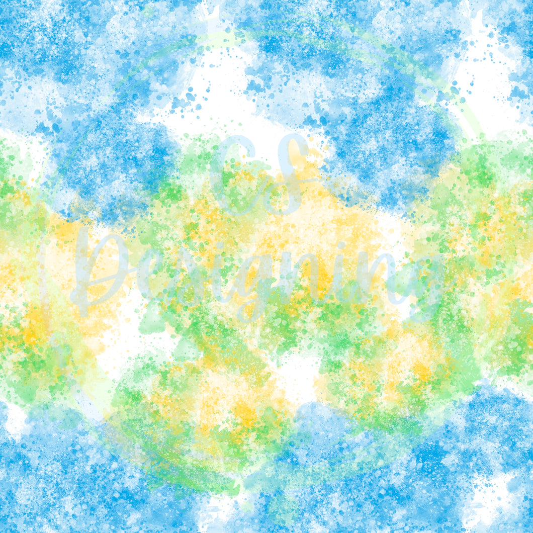 Blue/yellow/green splatter seamless pattern