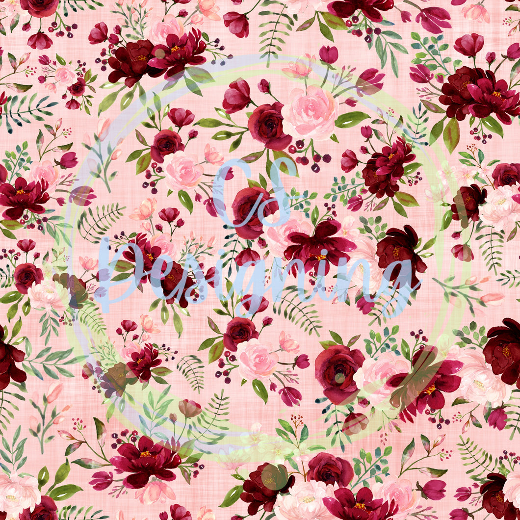 Burgundy floral seamless pattern