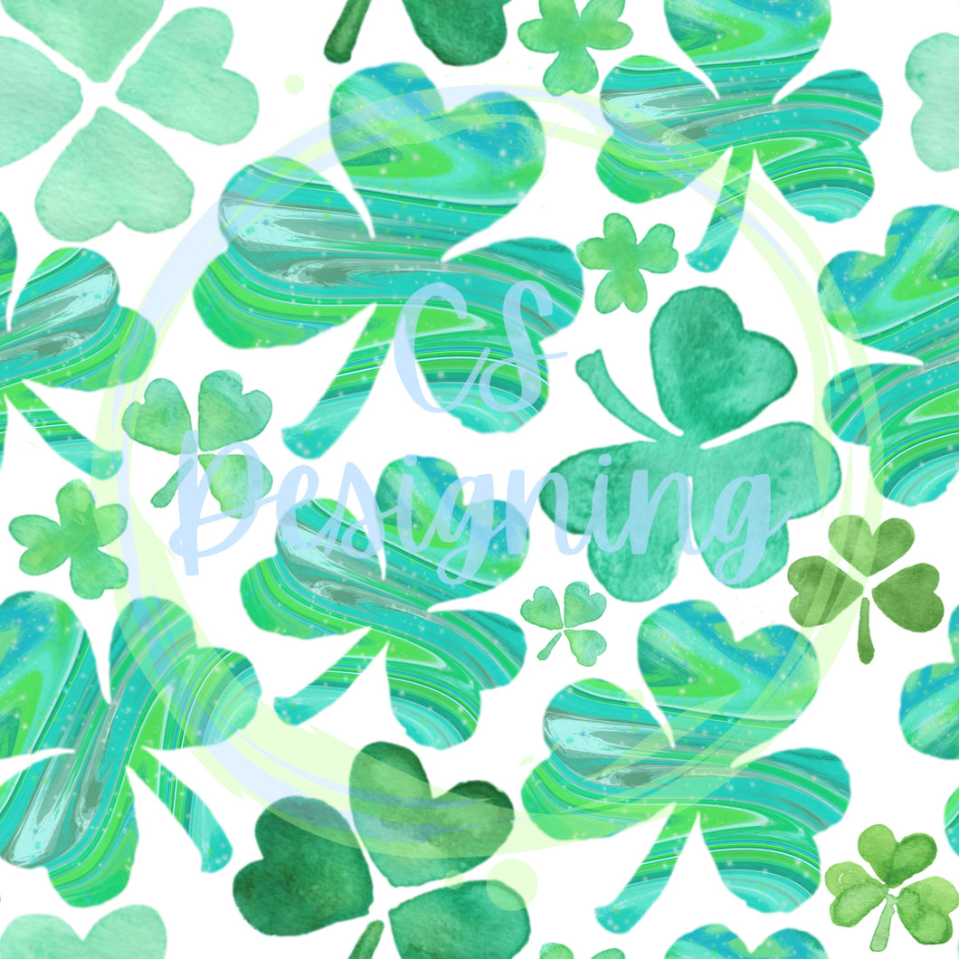 Tie dye clovers seamless pattern