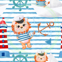 Load image into Gallery viewer, Sailor lion seamless pattern
