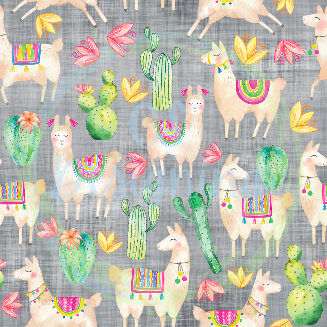 Llama & cacti seamless pattern