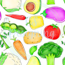 Load image into Gallery viewer, Veggies seamless pattern
